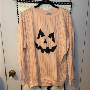 Wildfox Peach Pumpkin Face Pullover small roadtrip sweatshirt